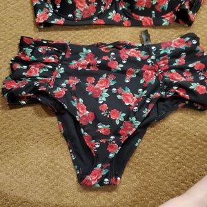 Hot topic rose and skull bikini bottom